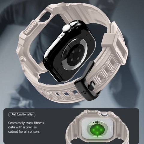 Spigen Rugged Armor Pro V2 - Pasek z obudową do Apple Watch 10 / 11 46 mm (Dune Beige) Spigen