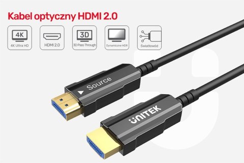 UNITEK KABEL OPTYCZNY HDMI 2.0 Active Optical Cable 4K 60HZ 20M UNITEK