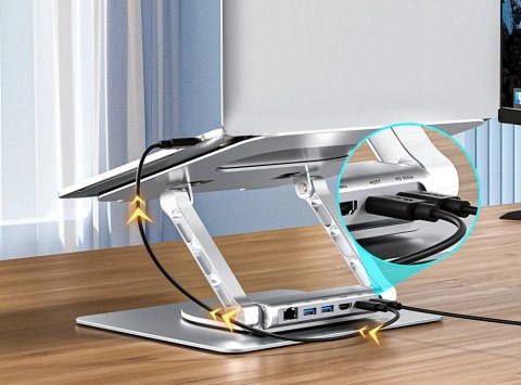 UNITEK PODSTAWKA POD LAPTOP + HUB USB-C, HDMI 1.4, 4K, PD 100W UNITEK