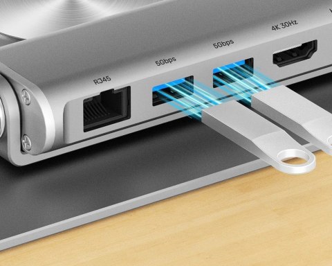 UNITEK PODSTAWKA POD LAPTOP + HUB USB-C, HDMI 1.4, 4K, PD 100W UNITEK