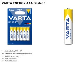 BATERIE ALKALICZNE VARTA R3 (AAA) ENERGY 6szt VARTA