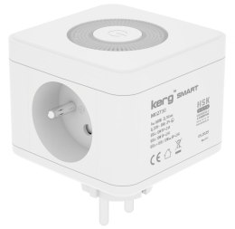 Kostka zasilająca 2-gniazdowa + ładowarka USB-A+USB-C + lampka LED 16A/250V~ KERG Smart biała KERG