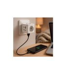 Kostka zasilająca 2-gniazdowa + ładowarka USB-A+USB-C + lampka LED 16A/250V~ KERG Smart biała KERG
