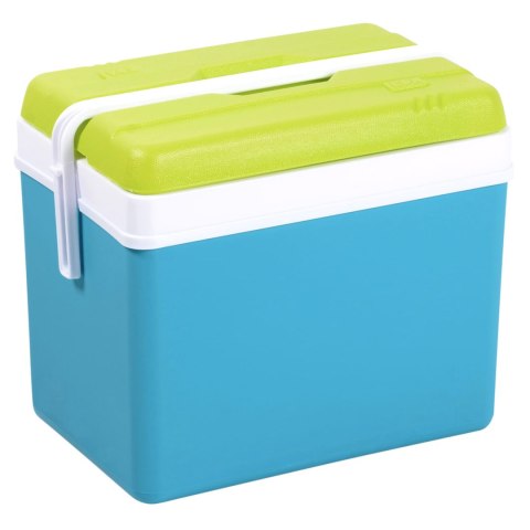 Lodówka turystyczna 35L KAMAI EDA na wkłady mrożące, turkusowa z białą rączką i zieloną pokrywą EDA