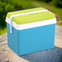 Lodówka turystyczna 35L KAMAI EDA na wkłady mrożące, turkusowa z białą rączką i zieloną pokrywą EDA