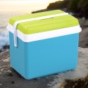 Lodówka turystyczna 35L KAMAI EDA na wkłady mrożące, turkusowa z białą rączką i zieloną pokrywą EDA