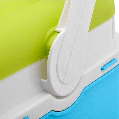 Lodówka turystyczna 35L KAMAI EDA na wkłady mrożące, turkusowa z białą rączką i zieloną pokrywą EDA