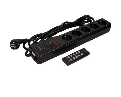 Przedłużacz 5 gniazd 2P+Z, sterowany bezprzewodowo, kabel 3x1,5mm?, długość 3m Orno