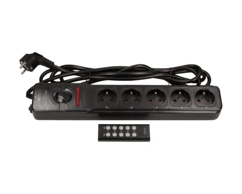 Przedłużacz 5 gniazd 2P+Z, sterowany bezprzewodowo, kabel 3x1,5mm?, długość 3m Orno