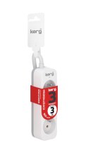 Przedłużacz KERG bez wyłącznika-3 gniazda-biało-szary-3m-16A-H05VV-F-3x1,5mm2 KERG