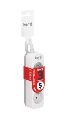 Przedłużacz KERG bez wyłącznika-3 gniazda-biało-szary-5m-16A-H05VV-F-3x1,5mm2 KERG