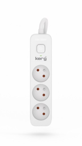 Przedłużacz KERG z wyłącznikiem-3 gniazda-biało-szary-1,5m-16A-H05VV-F-3x1,5mm2 KERG