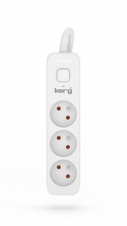 Przedłużacz KERG z wyłącznikiem-3 gniazda-biało-szary-10m-16A-H05VV-F-3x1,5mm2 KERG