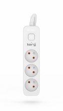 Przedłużacz KERG z wyłącznikiem-3 gniazda-biało-szary-3m-16A-H05VV-F-3x1,5mm2 KERG