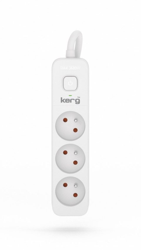 Przedłużacz KERG z wyłącznikiem-3 gniazda-biało-szary-5m-16A-H05VV-F-3x1,5mm2 KERG