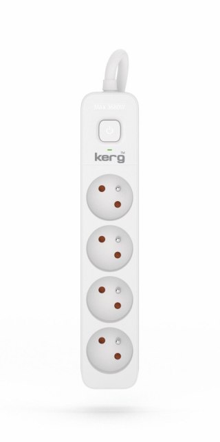 Przedłużacz KERG z wyłącznikiem-4 gniazda-biało-szary-5m-16A-H05VV-F-3x1,5mm2 KERG
