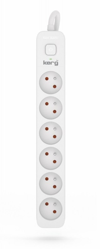 Przedłużacz KERG z wyłącznikiem-6 gniazd-biało-szary-3m-16A-H05VV-F-3x1,5mm2 KERG