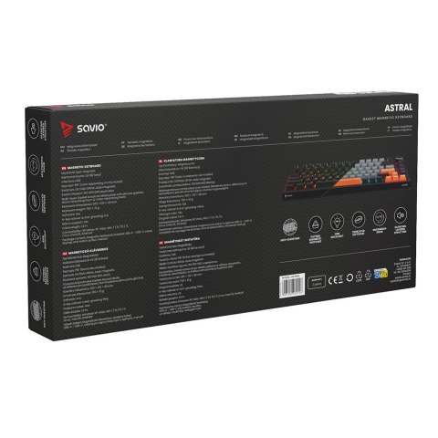 SAVIO KLAWIATURA MAGNETYCZNA ASTRAL BLACK OUTEMU WHITE JADE RGB 3 KOLORY KEYCAPÓW SAVIO