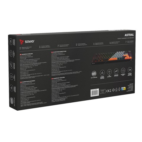 SAVIO KLAWIATURA MAGNETYCZNA ASTRAL BLACK OUTEMU WHITE JADE RGB 3 KOLORY KEYCAPÓW SAVIO