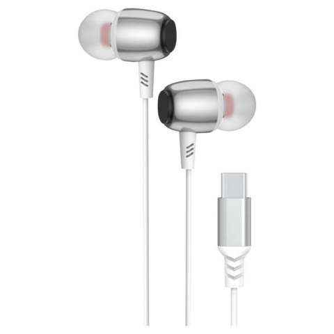 SŁUCHAWKI douszne z mikrofonem M09C TypC (DAC) białe 1,2m OEM