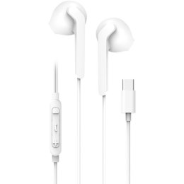 SŁUCHAWKI douszne z mikrofonem M15C-PA TypC (DAC) białe 1,2m OEM
