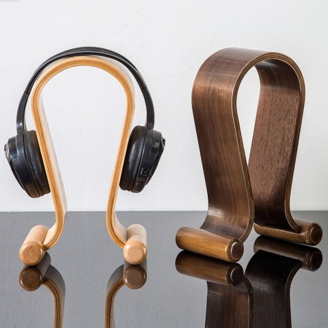Stojak Maclean, Na słuchawki, Drewniany, Kolor orzechowy, MC-815W
