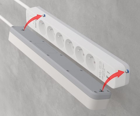 Urządz. zas.-zabezpiecz. KERG z wyłącznikiem-6 gniazd-USBC+USBA-biało-szary-1,5m-16A-H05VV-F-3x1,5mm2 KERG