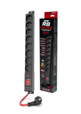 Urządz. zas.-zabezpiecz. acar R8 POWER 16A, czarny 1,5m W2450 HSK ACAR
