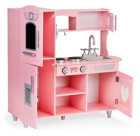 Duża drewniana kuchnia dla dzieci efekty dźwiękowe różowa ECOTOYS ECOTOYS
