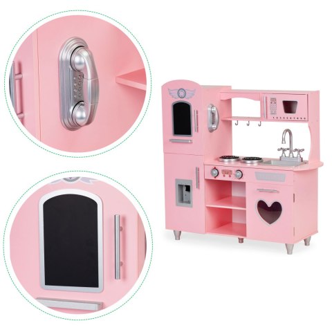 Duża drewniana kuchnia dla dzieci efekty dźwiękowe różowa ECOTOYS ECOTOYS