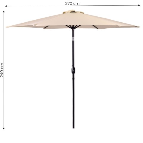 Duży parasol ogrodowy skośny łamany z korbą 6 żeber beżowy 270 cm MultiGarden MultiGarden