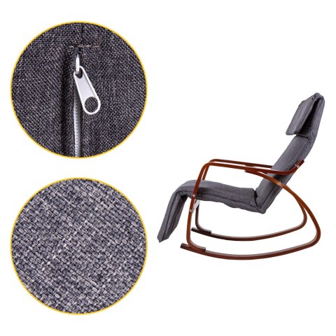 Fotel bujany regulowany podnóżek drewniane ramiona ModernHome ModernHome