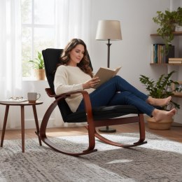 Fotel bujany regulowany podnóżek drewniane ramiona ModernHome ModernHome