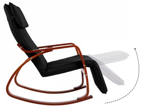 Fotel bujany regulowany podnóżek drewniane ramiona ModernHome ModernHome