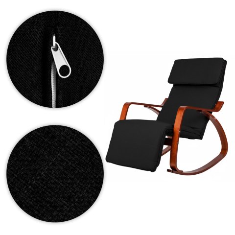 Fotel bujany regulowany podnóżek drewniane ramiona ModernHome ModernHome