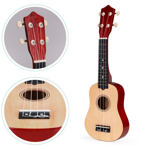 Gitara ukulele dla dzieci drewniana 4 struny nylonowe ECOTOYS ECOTOYS
