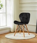 Komplet 4 krzeseł welurowych do jadalni i salonu czarne ModernHome ModernHome