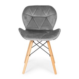 Komplet 4 krzeseł welurowych do jadalni i salonu szare ModernHome ModernHome