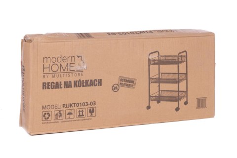 Metalowy regał mobliny łazienkowy z 3 półkami kółka czarny ModernHome ModernHome