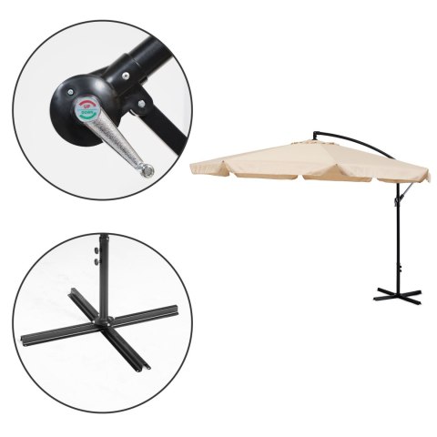 Parasol ogrodowy duży na wysięgniku składany 3,5 m beż MultiGarden MultiGarden