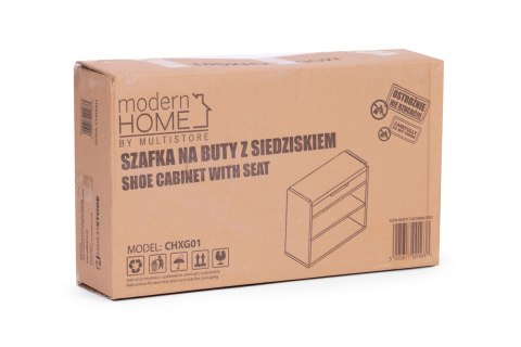 Szafka na buty z otwieranym siedziskiem 2 półki biała ModernHome ModernHome