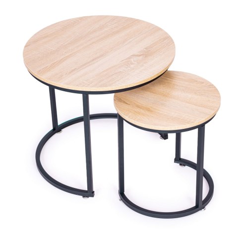 Zestaw stolików kawowych 2 szt. okrągłe loftowy design ModernHome ModernHome