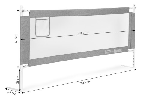 Barierka ochronna na łóżko 200 cm osłona zabezpieczenie dla dzieci ECOTOYS ECOTOYS