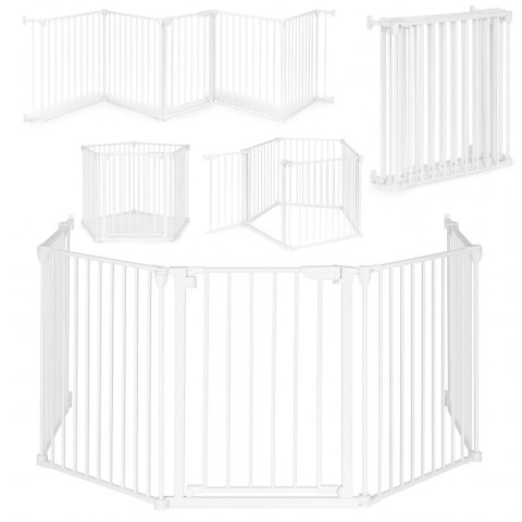 Bramka kojec barierka ochronna dla dzieci i zwierząt 5 paneli 60 cm metal biały ECOTOYS ECOTOYS