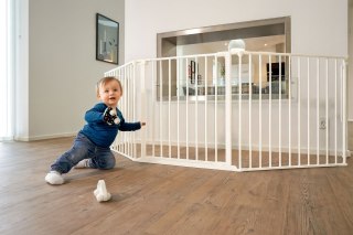 Bramka kojec barierka ochronna dla dzieci i zwierząt 5 paneli 60 cm metal biały ECOTOYS ECOTOYS