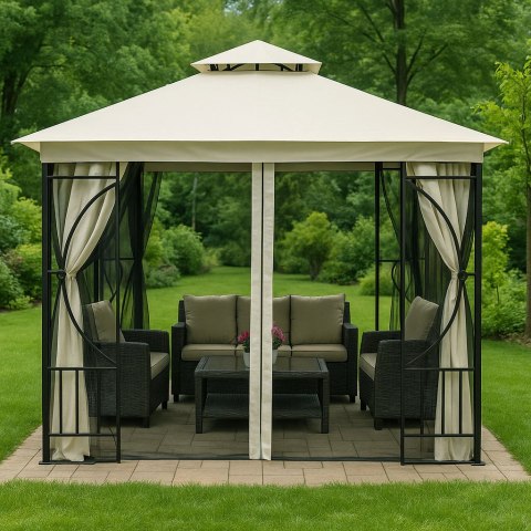 Dach do pawilonu ogrodowego 3x3 m wodoodporne poszycie otwór wentylacyjny beżowy MultiGarden MultiGarden