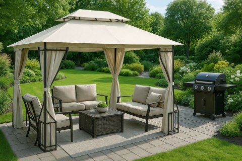 Dach do pawilonu ogrodowego 3x4 m wodoodporne poszycie otwór wentylacyjny beżowy MultiGarden MultiGarden