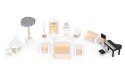 Drewniany domek dla lalek 3 piętra taras z kompletem 15 mebelków ECOTOYS ECOTOYS
