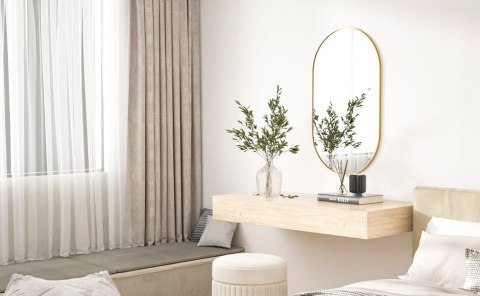 Duże lustro owalne ścienne 100x50 cm złota rama LEOBERT