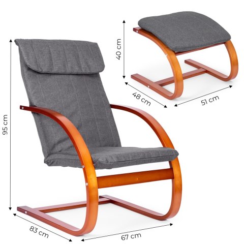 Fotel fiński bujany z podnóżkiem finka leżanka do salonu ModernHome ModernHome